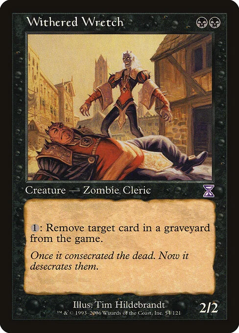 Withered Wretch, carta Magic di tipo Creature — Zombie Cleric illustrata da Tim Hildebrandt