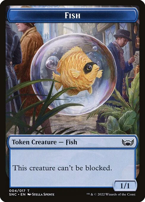 Fish, carta Magic di tipo Token Creature — Fish illustrata da Stella Spente