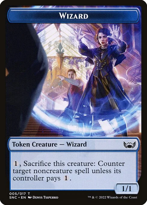 Wizard, carta Magic di tipo Token Creature — Wizard illustrata da Denys Tsiperko