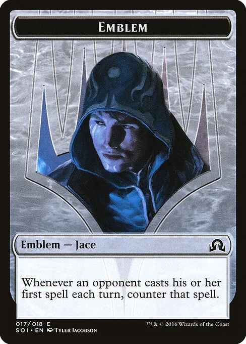 Jace, Unraveler of Secrets Emblem, carta Magic di tipo Emblem — Jace illustrata da Tyler Jacobson