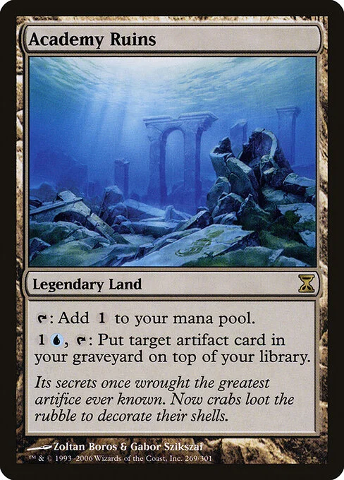 Academy Ruins, carta Magic di tipo Legendary Land illustrata da Zoltan Boros & Gabor Szikszai