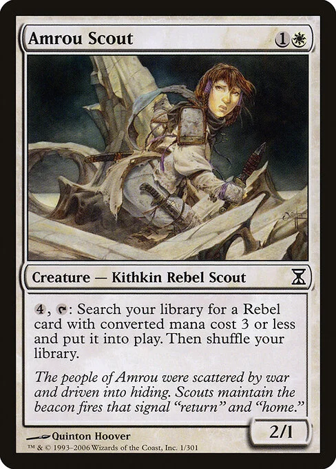 Amrou Scout, carta Magic di tipo Creature — Kithkin Rebel Scout illustrata da Quinton Hoover
