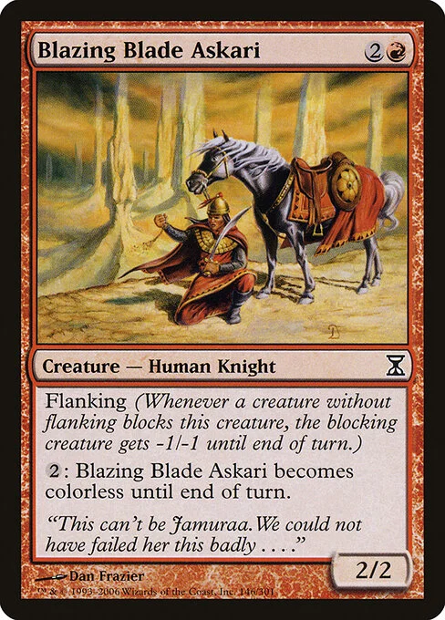 Blazing Blade Askari, carta Magic di tipo Creature — Human Knight illustrata da Dan Frazier