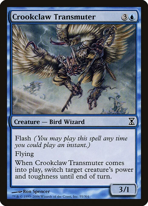 Crookclaw Transmuter, carta Magic di tipo Creature — Bird Wizard illustrata da Ron Spencer