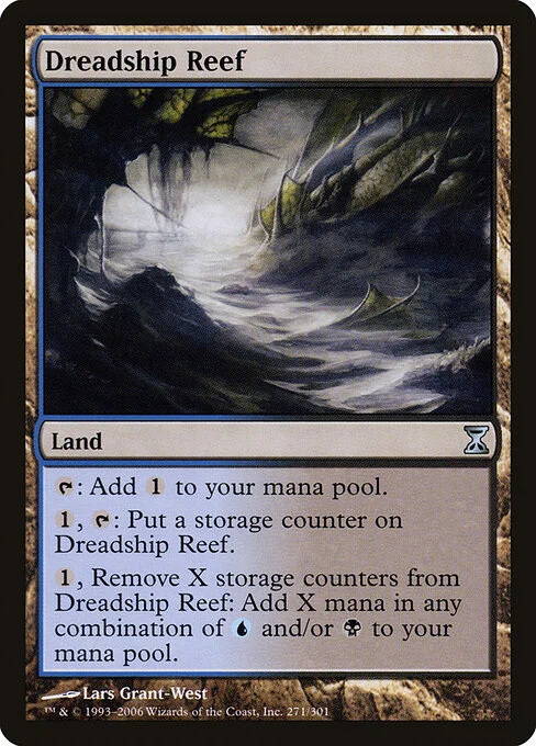 Dreadship Reef, carta Magic di tipo Land illustrata da Lars Grant-West