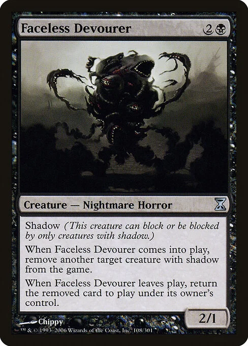 Faceless Devourer, carta Magic di tipo Creature — Nightmare Horror illustrata da Chippy