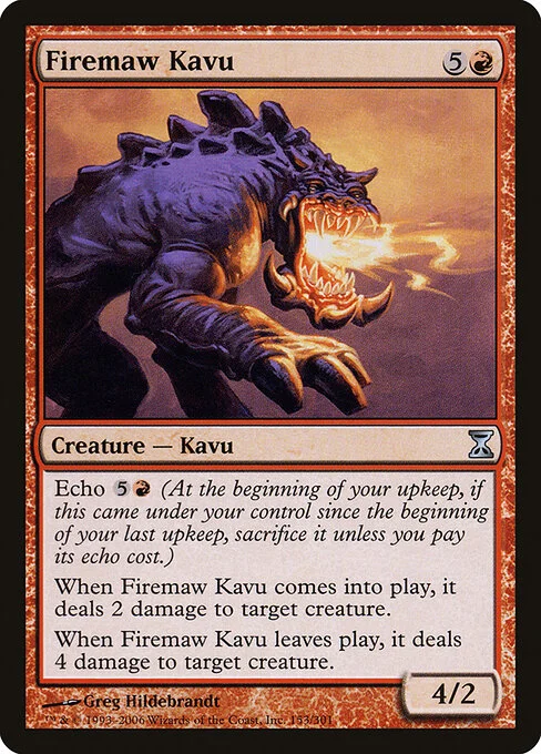 Firemaw Kavu, carta Magic di tipo Creature — Kavu illustrata da Greg Hildebrandt