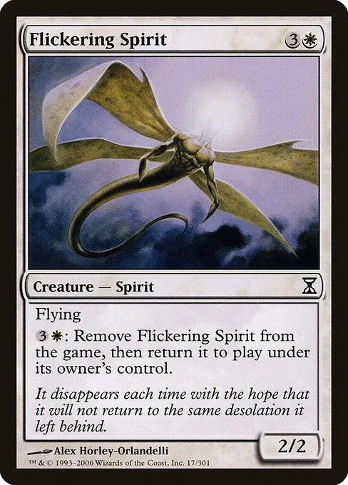 Flickering Spirit, carta Magic di tipo Creature — Spirit illustrata da Alex Horley-Orlandelli