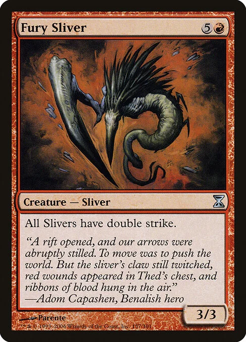 Fury Sliver, carta Magic di tipo Creature — Sliver illustrata da Paolo Parente