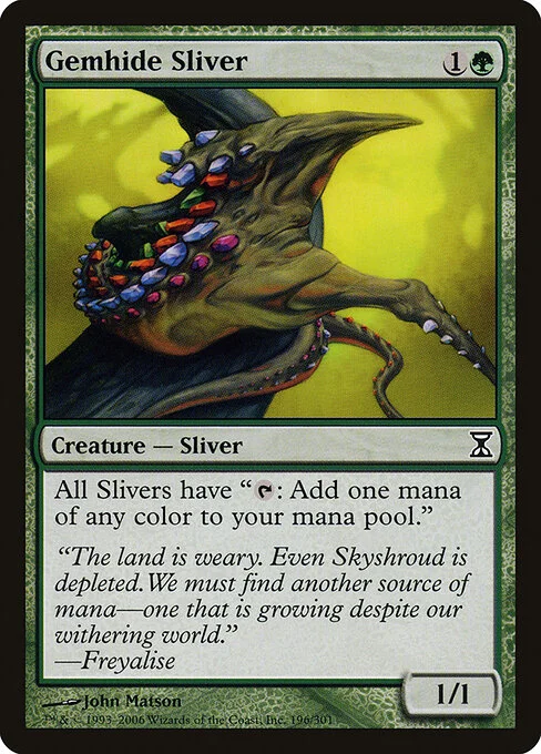 Gemhide Sliver, carta Magic di tipo Creature — Sliver illustrata da John Matson