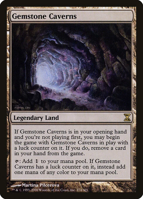 Gemstone Caverns, carta Magic di tipo Legendary Land illustrata da Martina Pilcerova