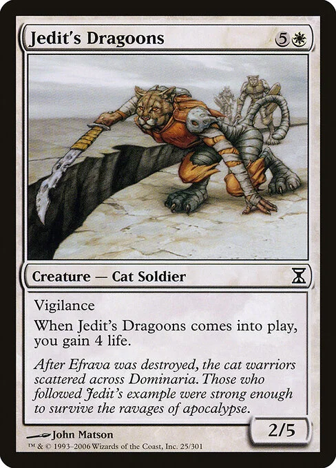 Jedit's Dragoons, carta Magic di tipo Creature — Cat Soldier illustrata da John Matson