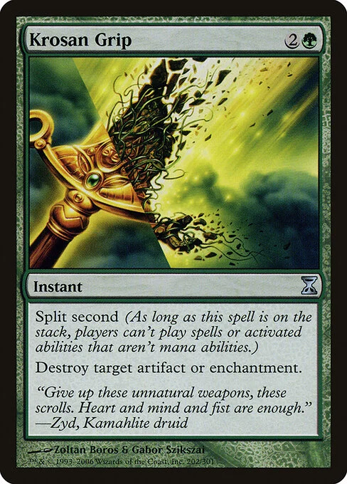 Krosan Grip, carta Magic di tipo Instant illustrata da Zoltan Boros & Gabor Szikszai