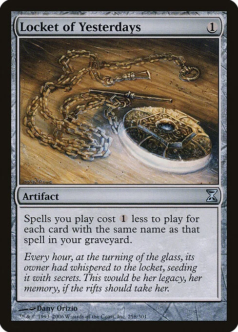 Locket of Yesterdays, carta Magic di tipo Artifact illustrata da Dany Orizio