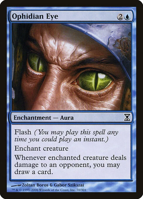 Ophidian Eye, carta Magic di tipo Enchantment — Aura illustrata da Zoltan Boros & Gabor Szikszai