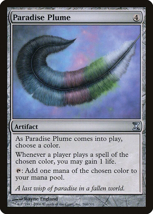 Paradise Plume, carta Magic di tipo Artifact illustrata da Wayne England