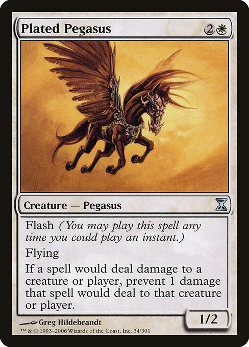 Plated Pegasus, carta Magic di tipo Creature — Pegasus illustrata da Greg Hildebrandt
