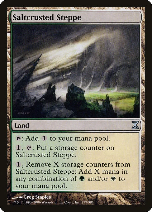 Saltcrusted Steppe, carta Magic di tipo Land illustrata da Greg Staples