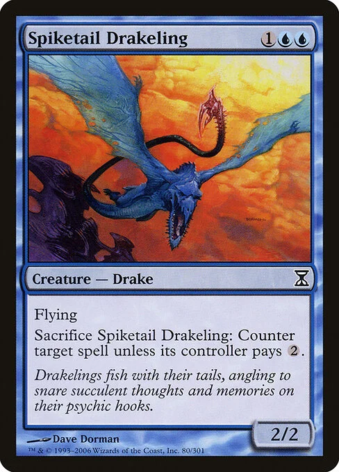 Spiketail Drakeling, carta Magic di tipo Creature — Drake illustrata da Dave Dorman