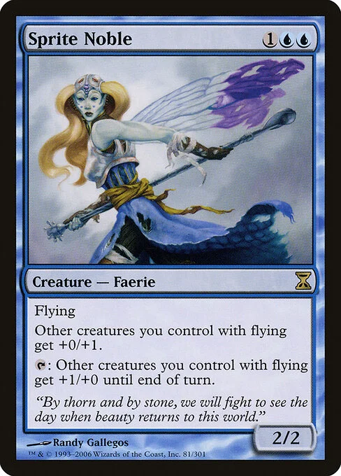 Sprite Noble, carta Magic di tipo Creature — Faerie Noble illustrata da Randy Gallegos