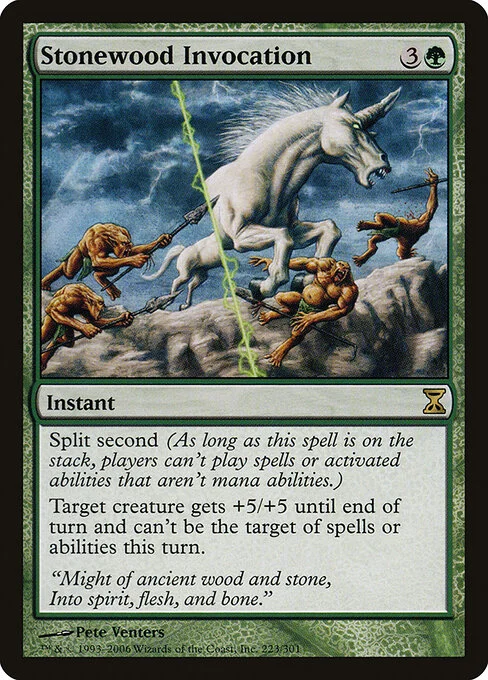 Stonewood Invocation, carta Magic di tipo Instant illustrata da Pete Venters