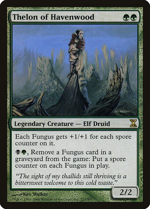 Thelon of Havenwood, carta Magic di tipo Legendary Creature — Elf Druid illustrata da Kev Walker