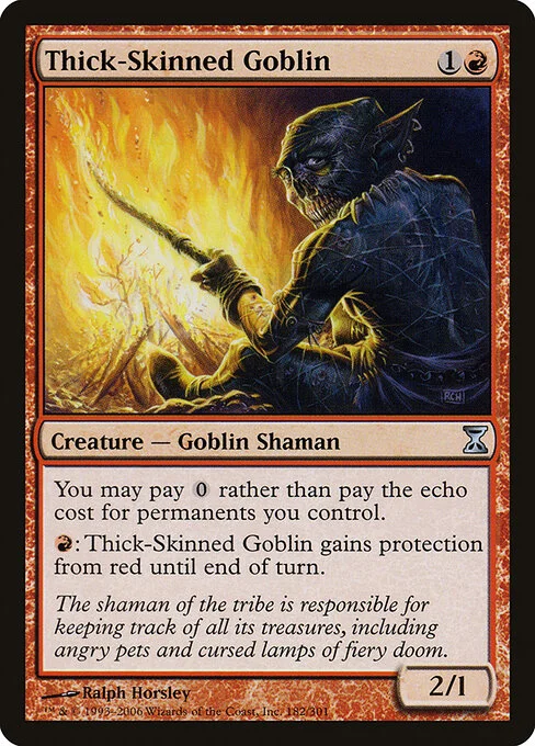 Thick-Skinned Goblin, carta Magic di tipo Creature — Goblin Shaman illustrata da Ralph Horsley