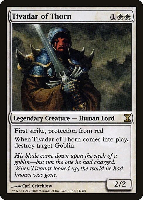 Tivadar of Thorn, carta Magic di tipo Legendary Creature — Human Knight illustrata da Carl Critchlow