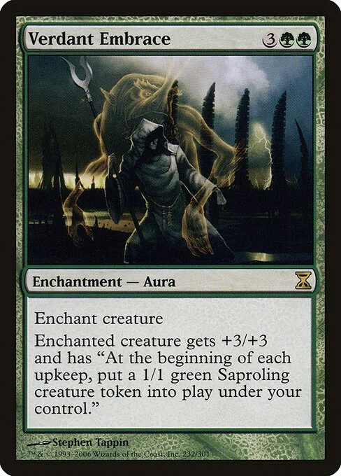 Verdant Embrace, carta Magic di tipo Enchantment — Aura illustrata da Stephen Tappin