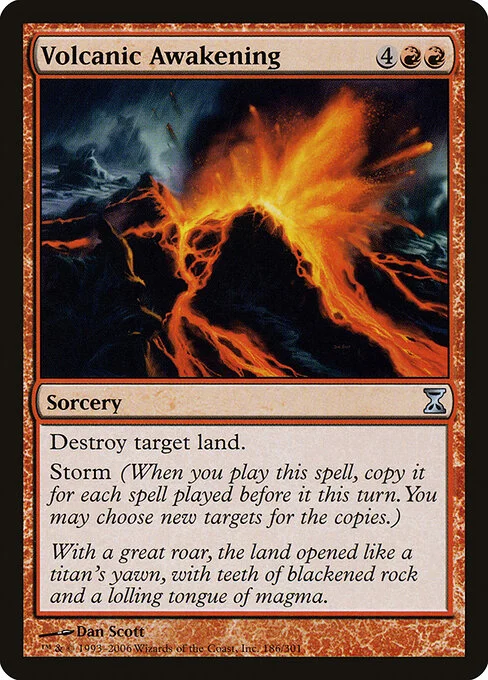Volcanic Awakening, carta Magic di tipo Sorcery illustrata da Dan Murayama Scott