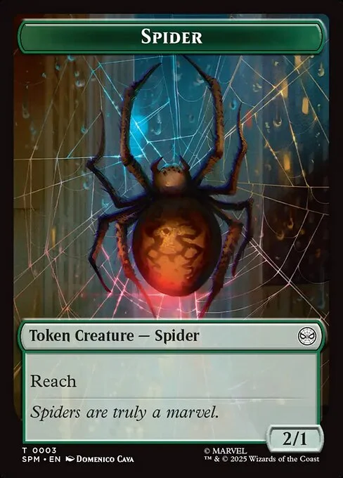 Spider, carta Magic di tipo Token Creature — Spider illustrata da Domenico Cava
