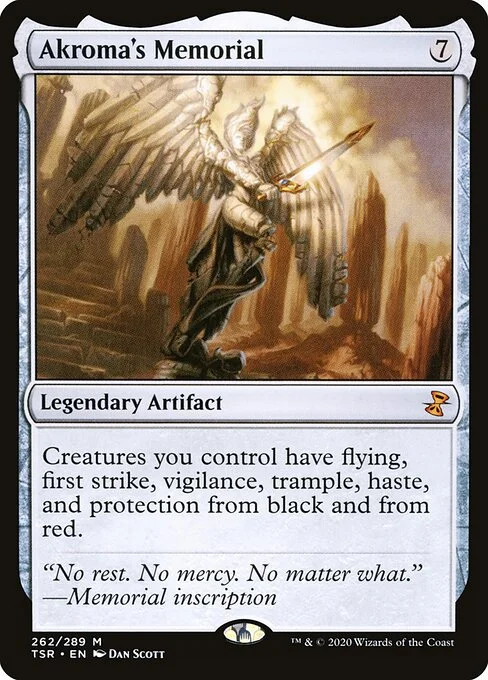 Akroma's Memorial, carta Magic di tipo Legendary Artifact illustrata da Dan Murayama Scott