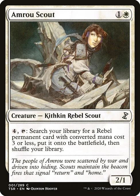 Amrou Scout, carta Magic di tipo Creature — Kithkin Rebel Scout illustrata da Quinton Hoover