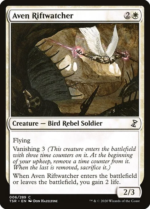 Aven Riftwatcher, carta Magic di tipo Creature — Bird Rebel Soldier illustrata da Don Hazeltine
