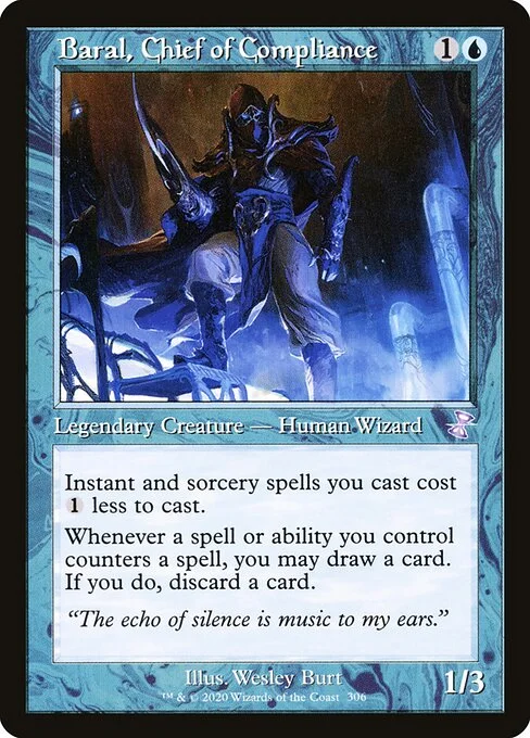 Baral, Chief of Compliance, carta Magic di tipo Legendary Creature — Human Wizard illustrata da Wesley Burt