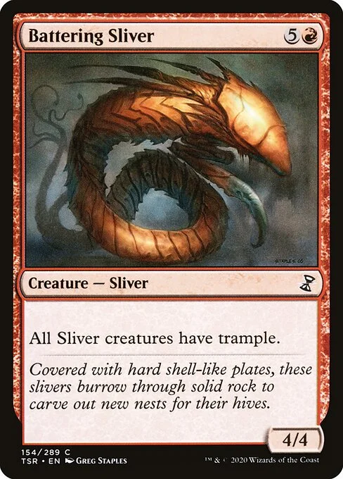 Battering Sliver, carta Magic di tipo Creature — Sliver illustrata da Greg Staples