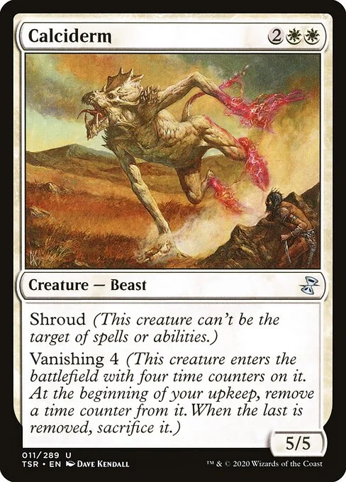 Calciderm, carta Magic di tipo Creature — Beast illustrata da Dave Kendall