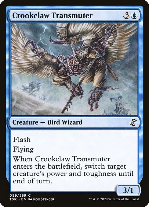 Crookclaw Transmuter, carta Magic di tipo Creature — Bird Wizard illustrata da Ron Spencer