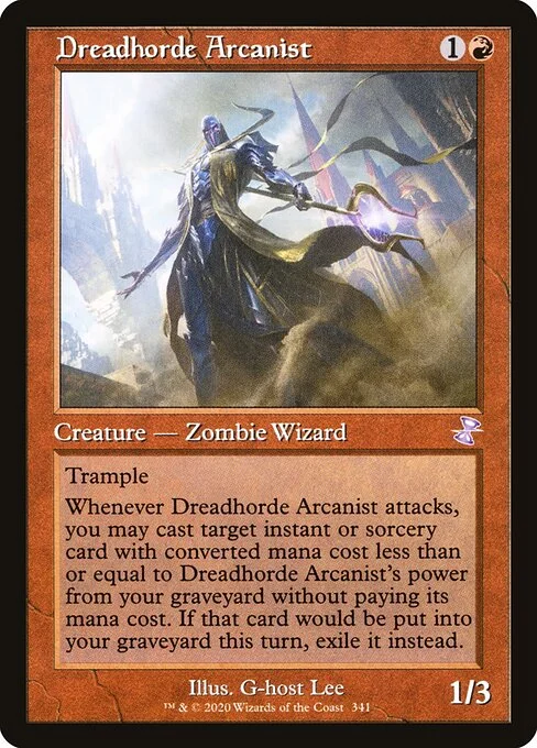 Dreadhorde Arcanist, carta Magic di tipo Creature — Zombie Wizard illustrata da G-host Lee