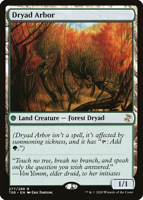 Dryad Arbor, carta Magic di tipo Land Creature — Forest Dryad illustrata da Eric Fortune