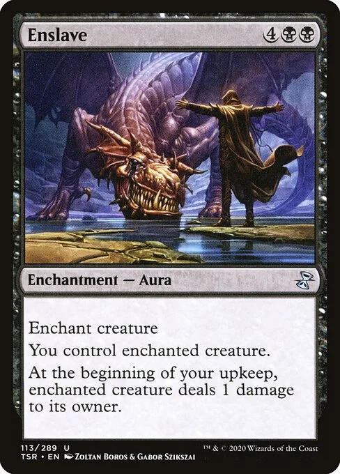 Enslave, carta Magic di tipo Enchantment — Aura illustrata da Zoltan Boros & Gabor Szikszai