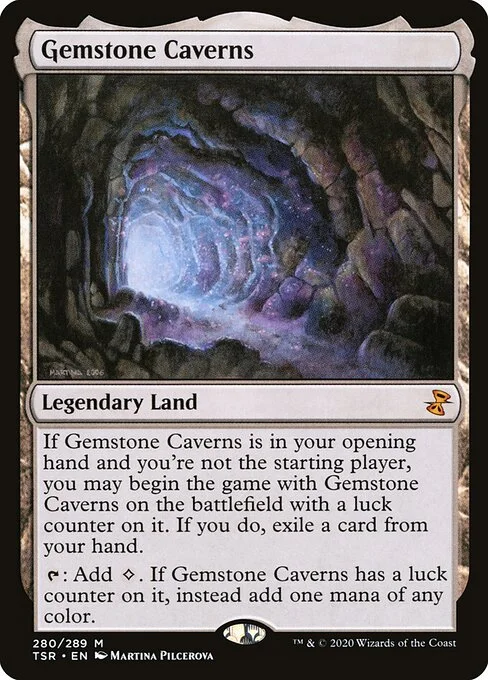 Gemstone Caverns, carta Magic di tipo Legendary Land illustrata da Martina Pilcerova