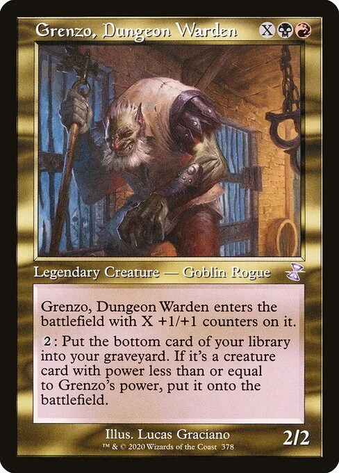 Grenzo, Dungeon Warden, carta Magic di tipo Legendary Creature — Goblin Rogue illustrata da Lucas Graciano