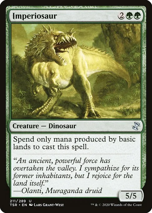 Imperiosaur, carta Magic di tipo Creature — Dinosaur illustrata da Lars Grant-West