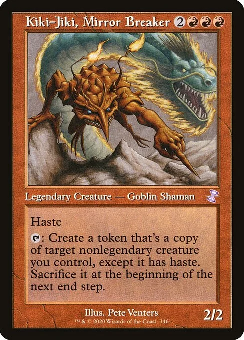 Kiki-Jiki, Mirror Breaker, carta Magic di tipo Legendary Creature — Goblin Shaman illustrata da Pete Venters
