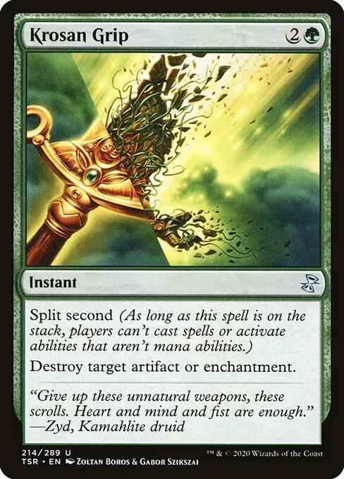 Krosan Grip, carta Magic di tipo Instant illustrata da Zoltan Boros & Gabor Szikszai
