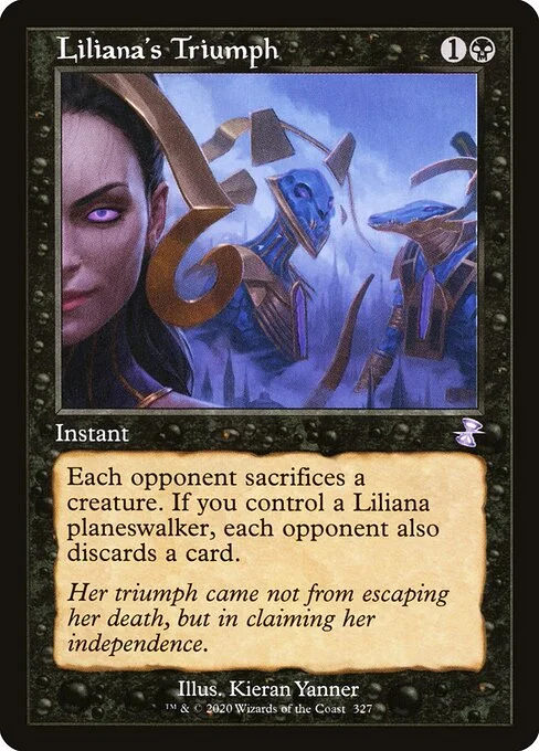 Liliana's Triumph, carta Magic di tipo Instant illustrata da Kieran Yanner