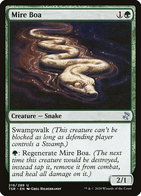 Mire Boa, carta Magic di tipo Creature — Snake illustrata da Greg Hildebrandt