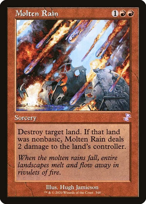 Molten Rain, carta Magic di tipo Sorcery illustrata da Hugh Jamieson