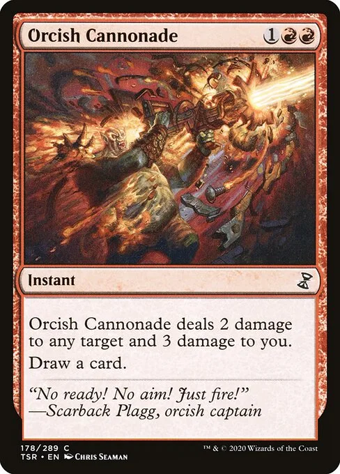 Orcish Cannonade, carta Magic di tipo Instant illustrata da Chris Seaman